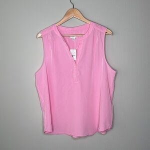 J. Crew Factory Sleeveless V-neck Popover Top in Pink Size XL NWT